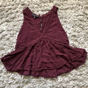 Kendall and Kylie Maroon Babydoll Blouse